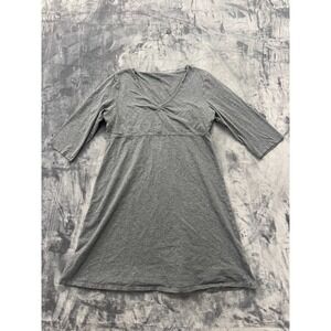 Toad & Co Rosalinda Dress Women Large Heather Dray Organic Cotton Stretch V Neck